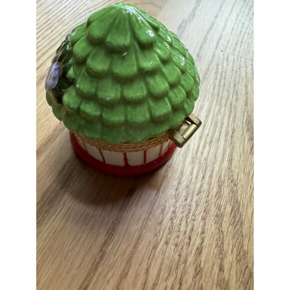 Ceramic Porcelain Trinket Box Flower Yellow Bird Cage Round Dome Lidded Jewelry - Picture 6 of 8